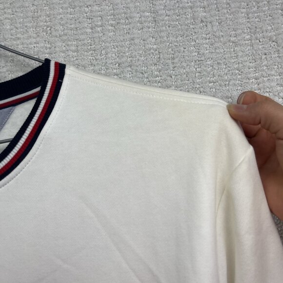 Y2K Tommy Hilfiger Sweatshirt Crew Neck Mens XXL White Embossed Spell Out Read - Picture 7 of 16